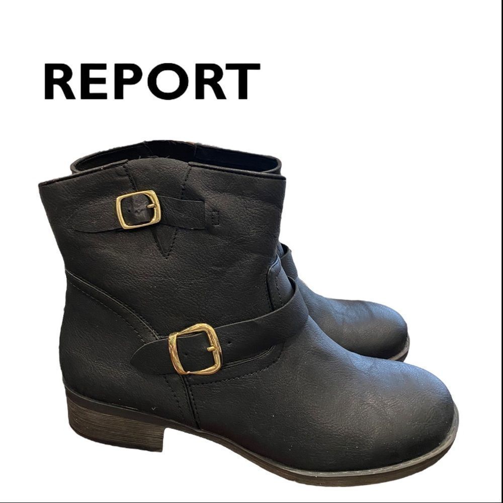 NEW Report Women's Juliee Black Buckle Ankle Boots Booties 11